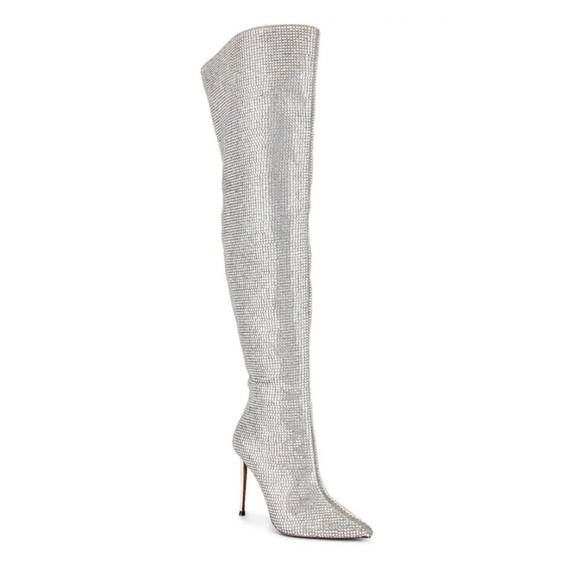 Steve Madden Shoes - Steve Madden Shimmering Silver Over-the-Knee Boots